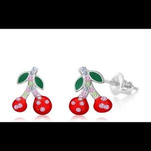 🍒 Crystal Cherries Screwback Earrings 🍒